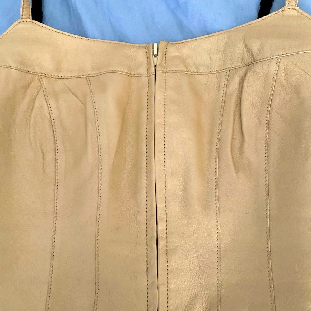 Faux Leather Top Bustier Tan Cream Size 4